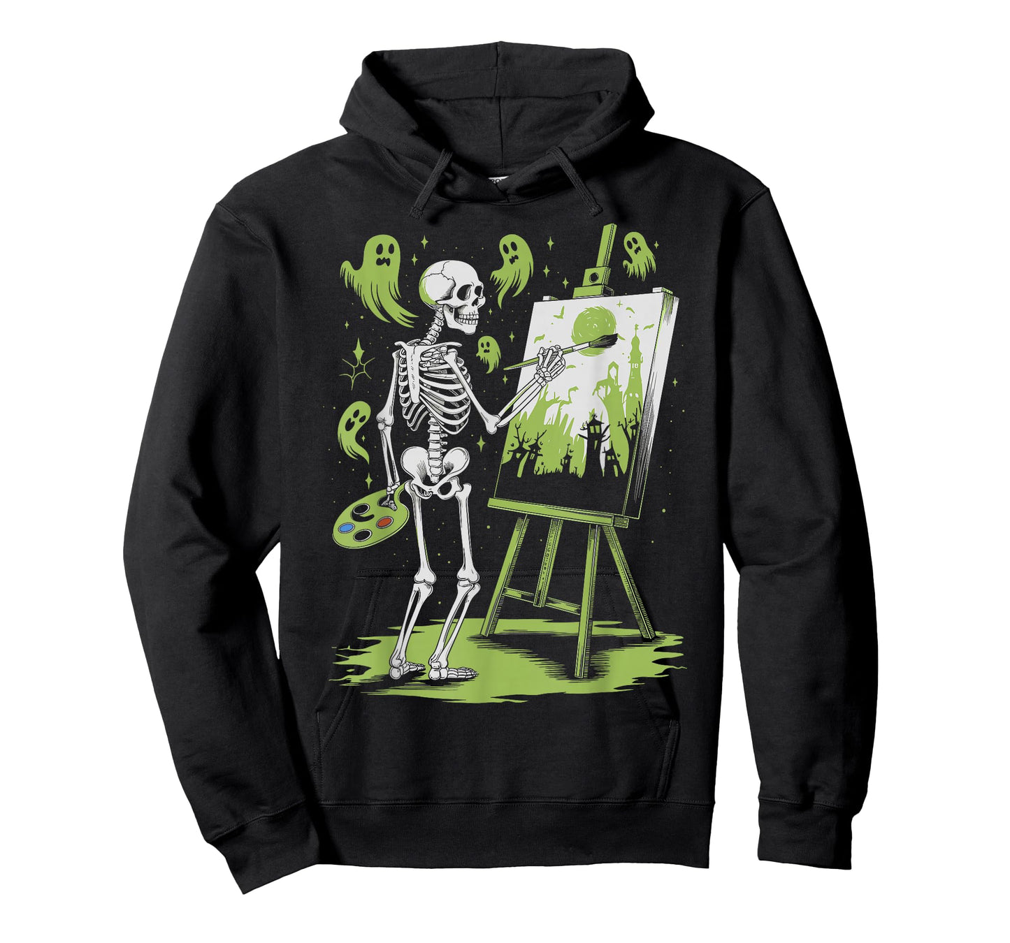 Skeleton Art Painting Lovers Spooky Halloween Artist Drawing T-Shirt
