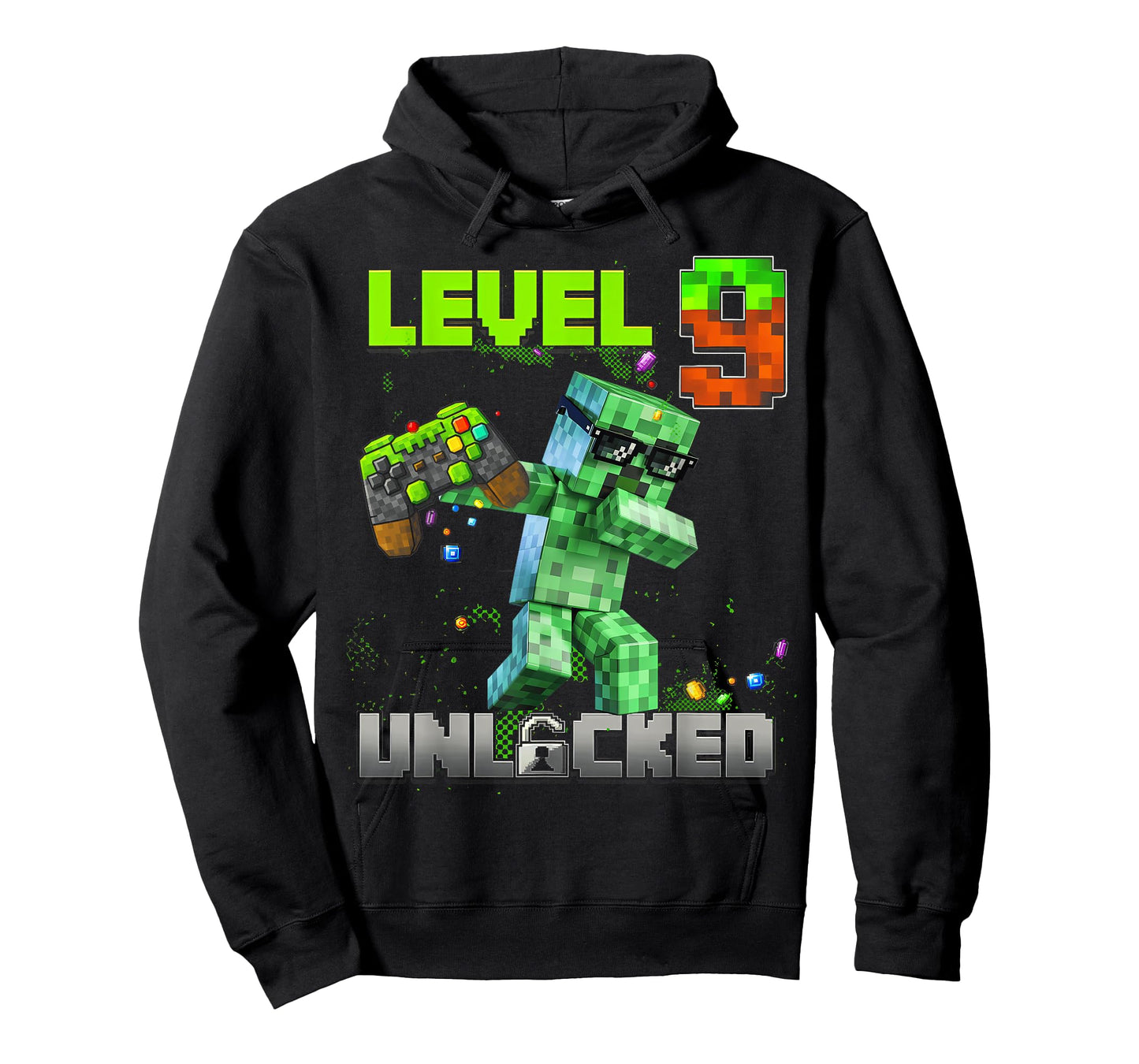 Level 9 Unlocked Funy Birthday Boy Pixel Gamer 9th Birthday T-Shirt