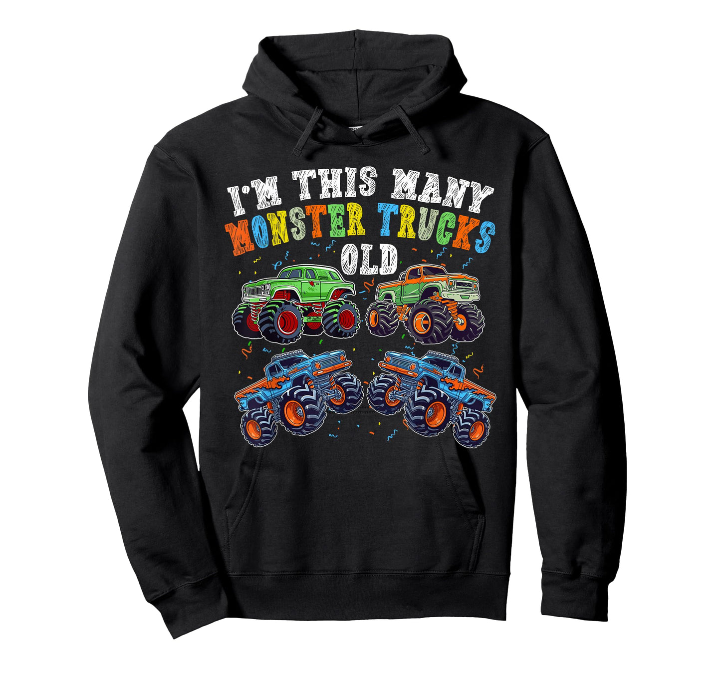 4th Birthday 4 Years Old - I'm This Many Monster Trucks Old T-Shirt