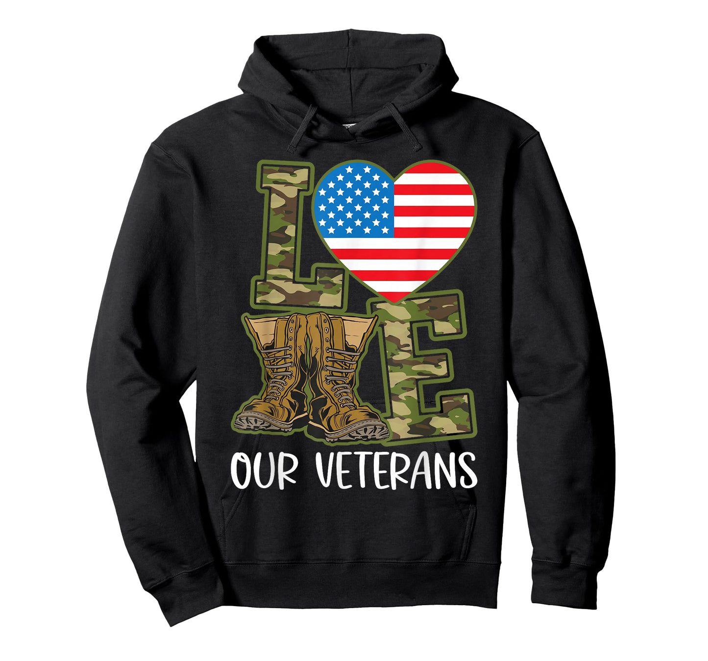 Love Our Veterans Day Proud Military US Flag T-Shirt