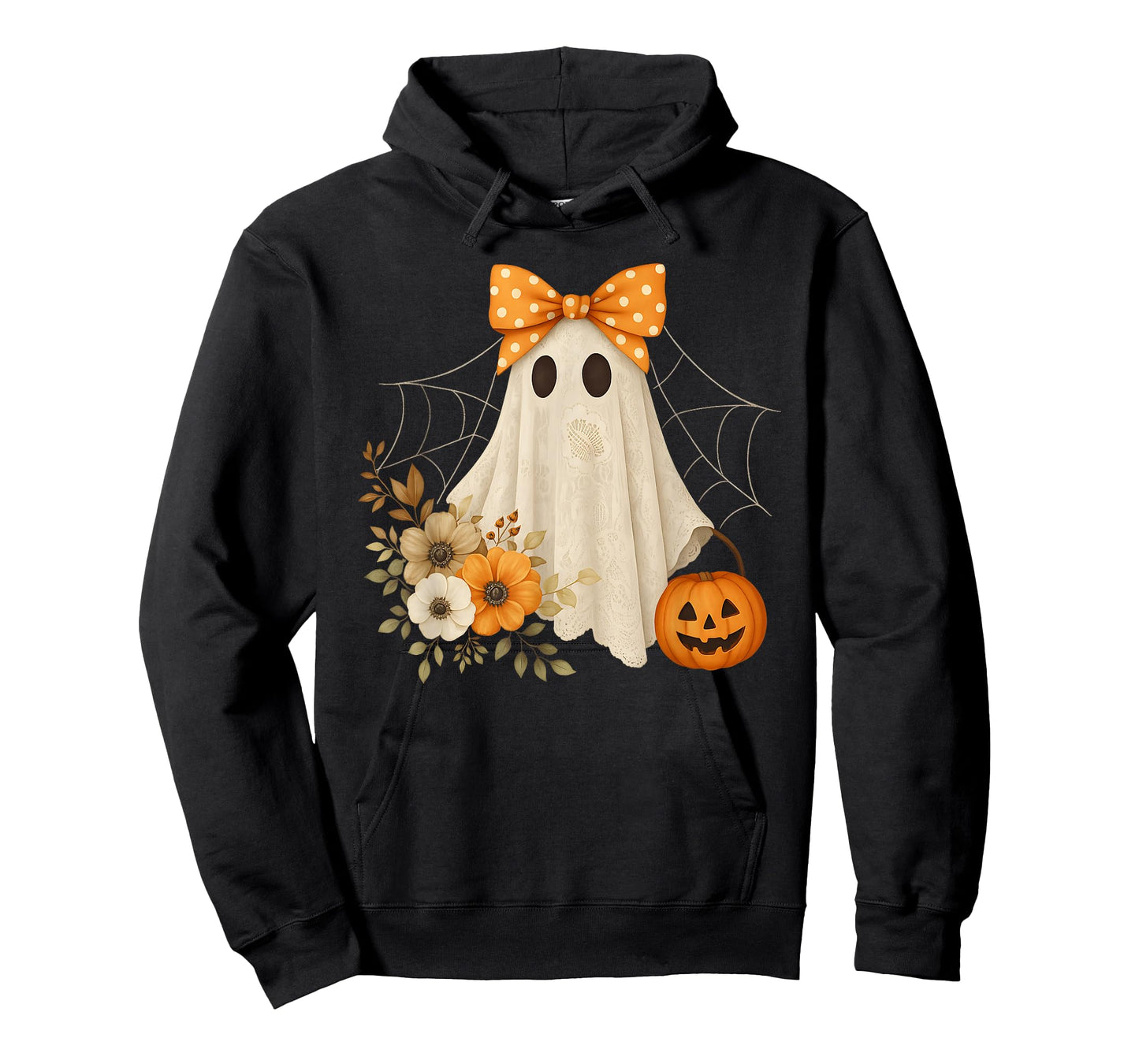 Coquette Ghost Halloween Flower Ghost Spooky Lace Ghost T-Shirt