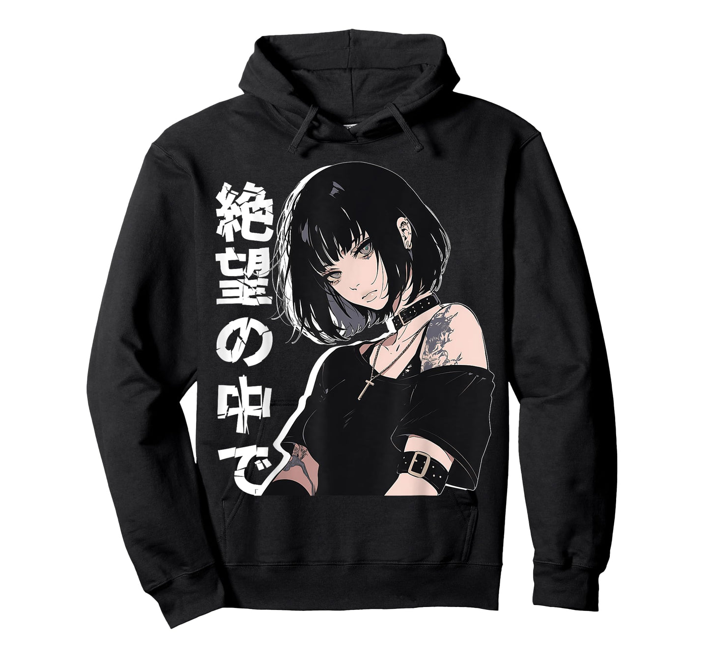 In Despair Emo Anime Girl Alt Aesthetic Kanji Text T-Shirt