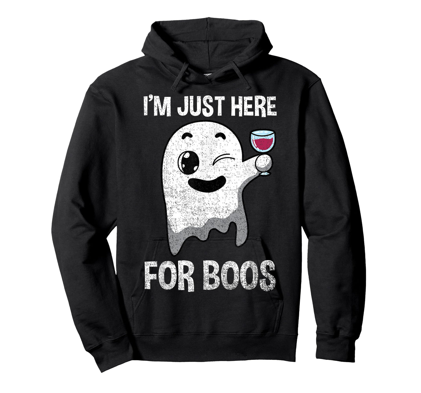 Im Just Here For Boos Shirt Halloween Ghost Wine Glass Wink T-Shirt