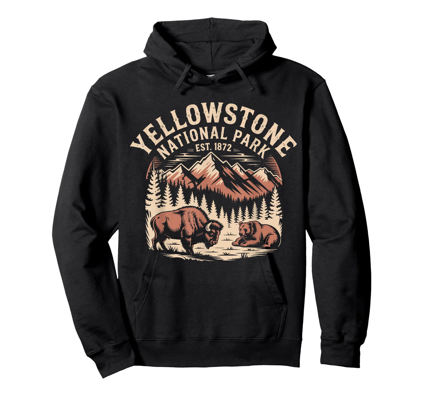 Yellowstone US National Park Bison Bear Vintage T-Shirt