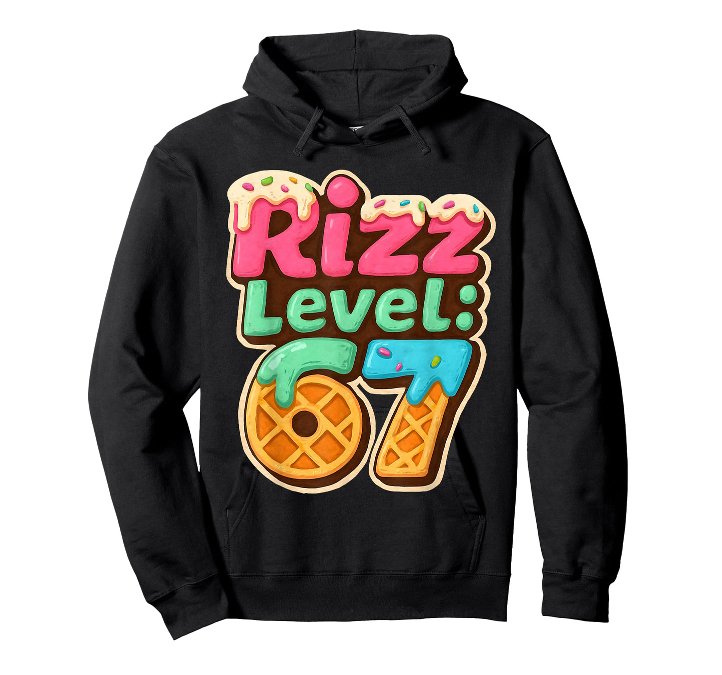 Funny Rizz Level 67 Ice Cream Gamer Style Graphic T-Shirt