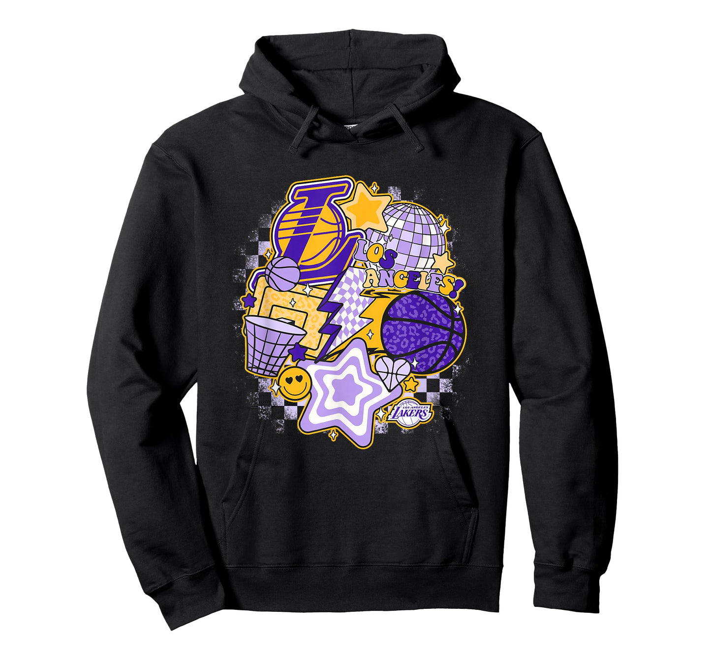 NBA Los Angeles Lakers Psychedelic Basketball Collage T-Shirt, Small, White