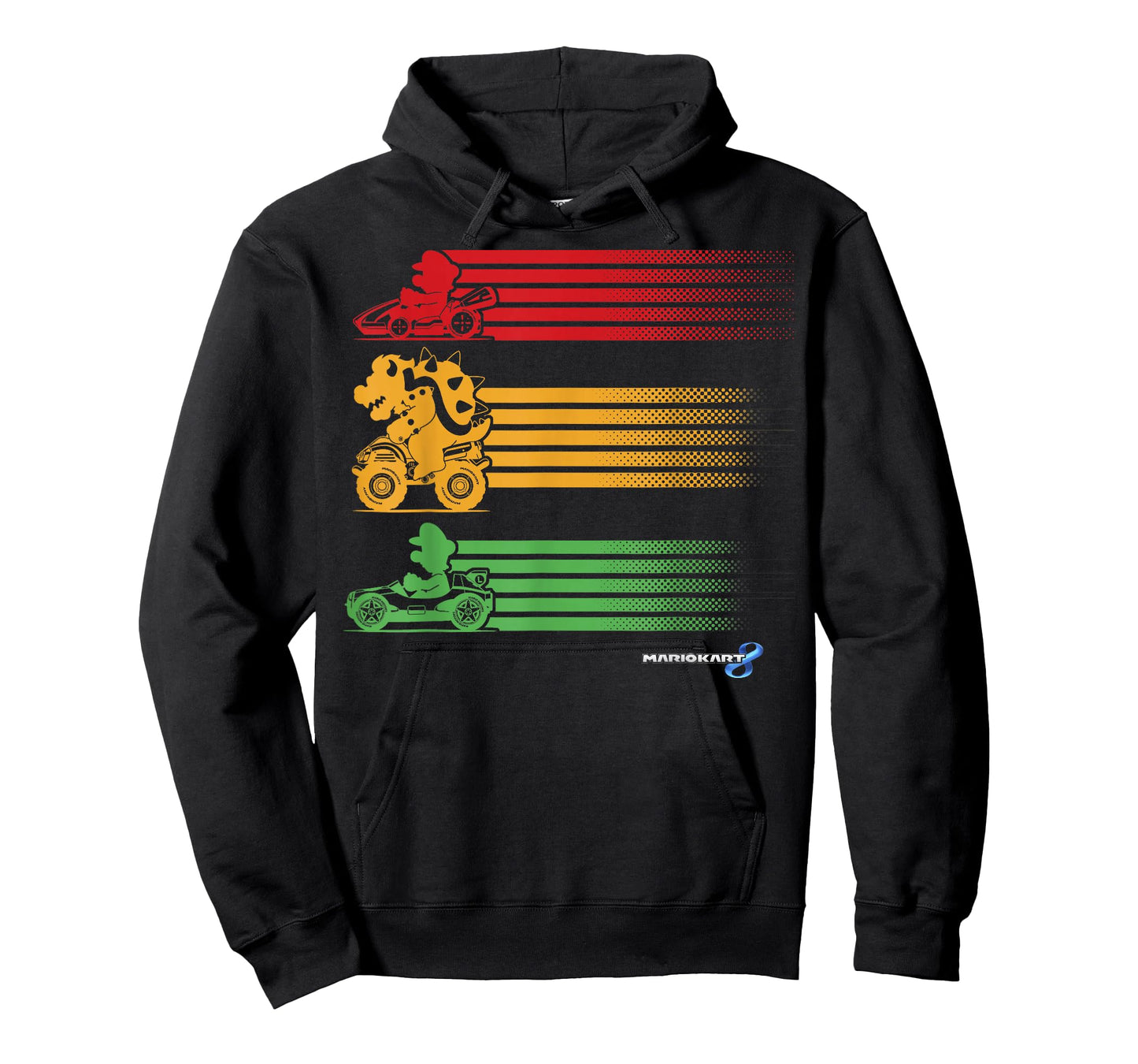 Mario Kart Mario Bowser Yoshi Line Stack T-Shirt