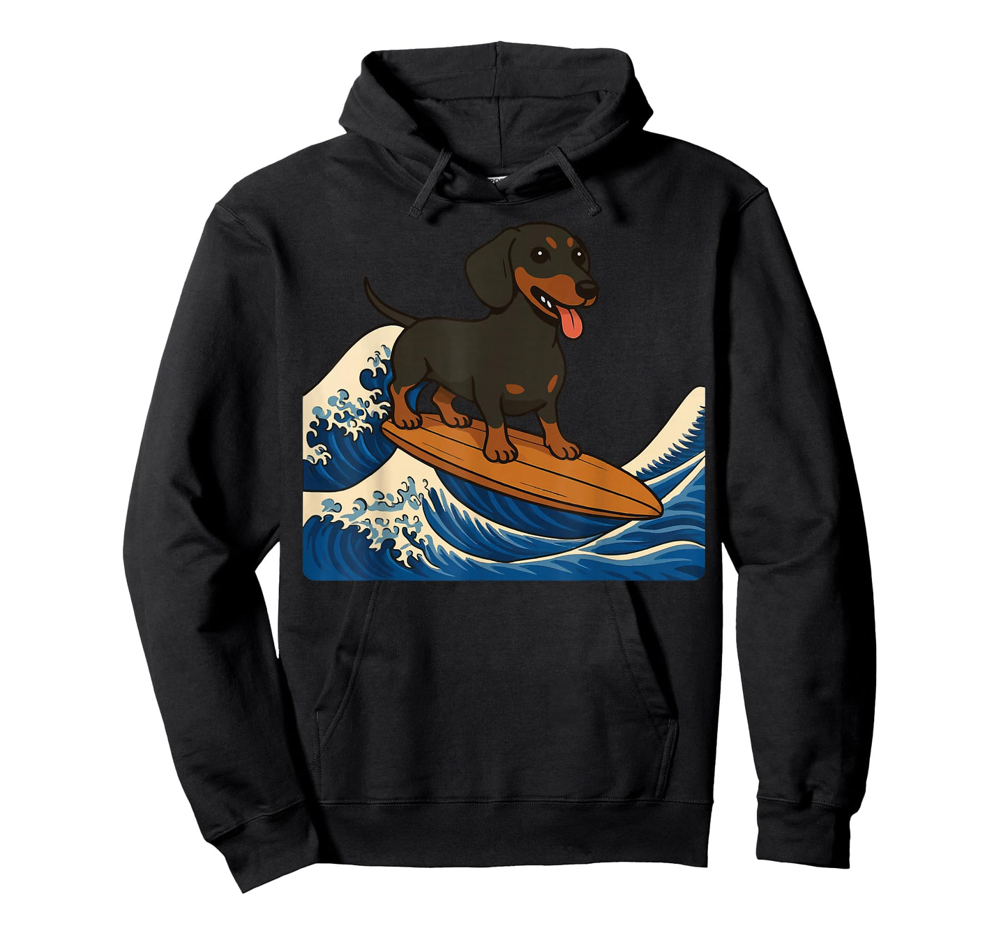 Dachshund Surfing Japanese Wave Weiner Dog T-Shirt