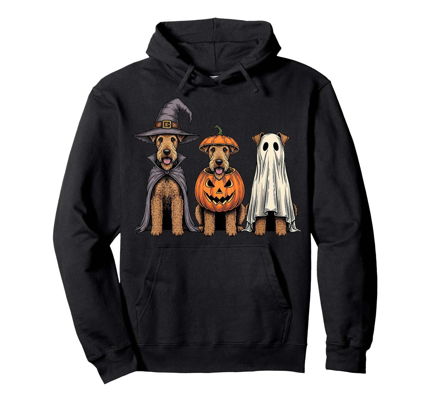 Spooky Ghost Airedale Terrier Pumpkin Halloween Dog Lover T-Shirt