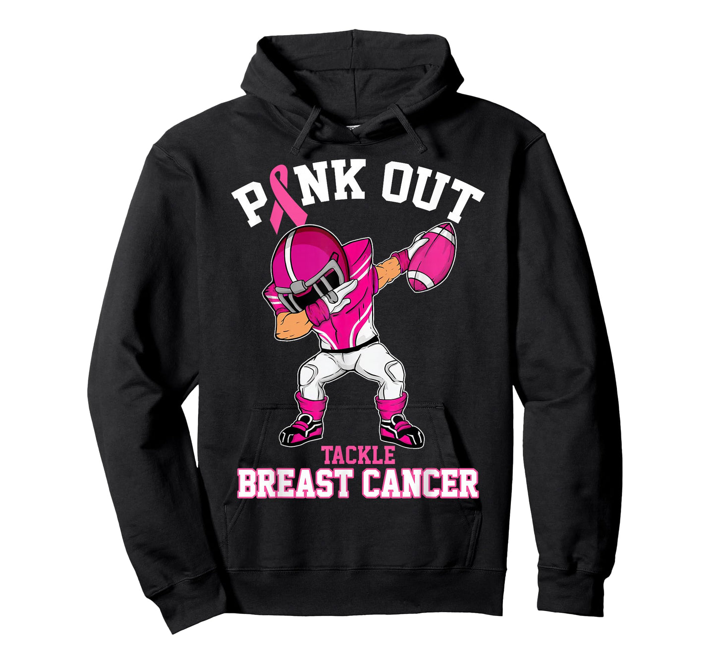 Pink Out Tackle Breast Cancer Awareness Dabbing Football T-Shirt