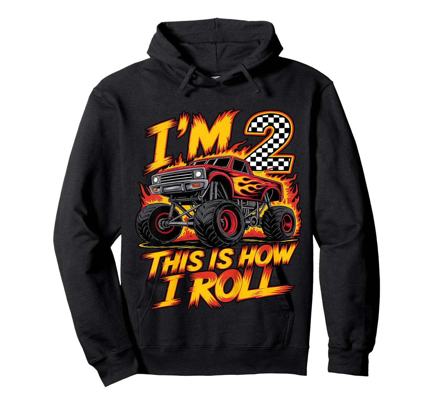 Monster Truck 2nd Birthday 2 Year Old Boy Born 2023 Kids T-Shirt