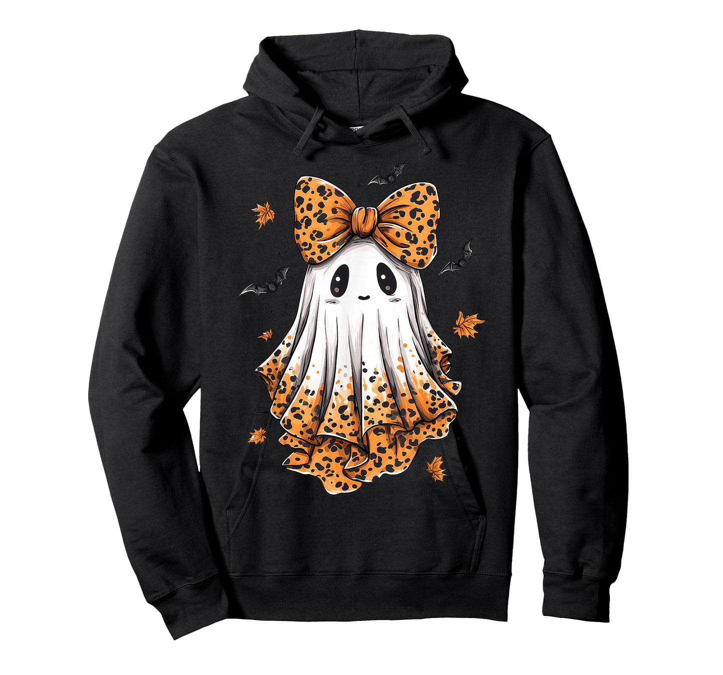 Halloween Leopard Ghost Boo Spooky Coquette Bow T-Shirt