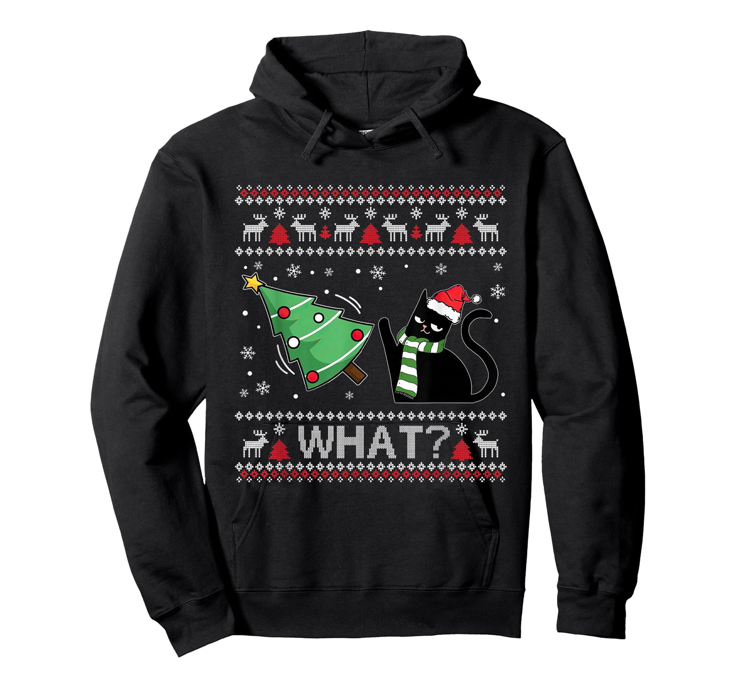 What Cat Pushing Christmas Tree Catmas Ugly Xmas Sweater T-Shirt