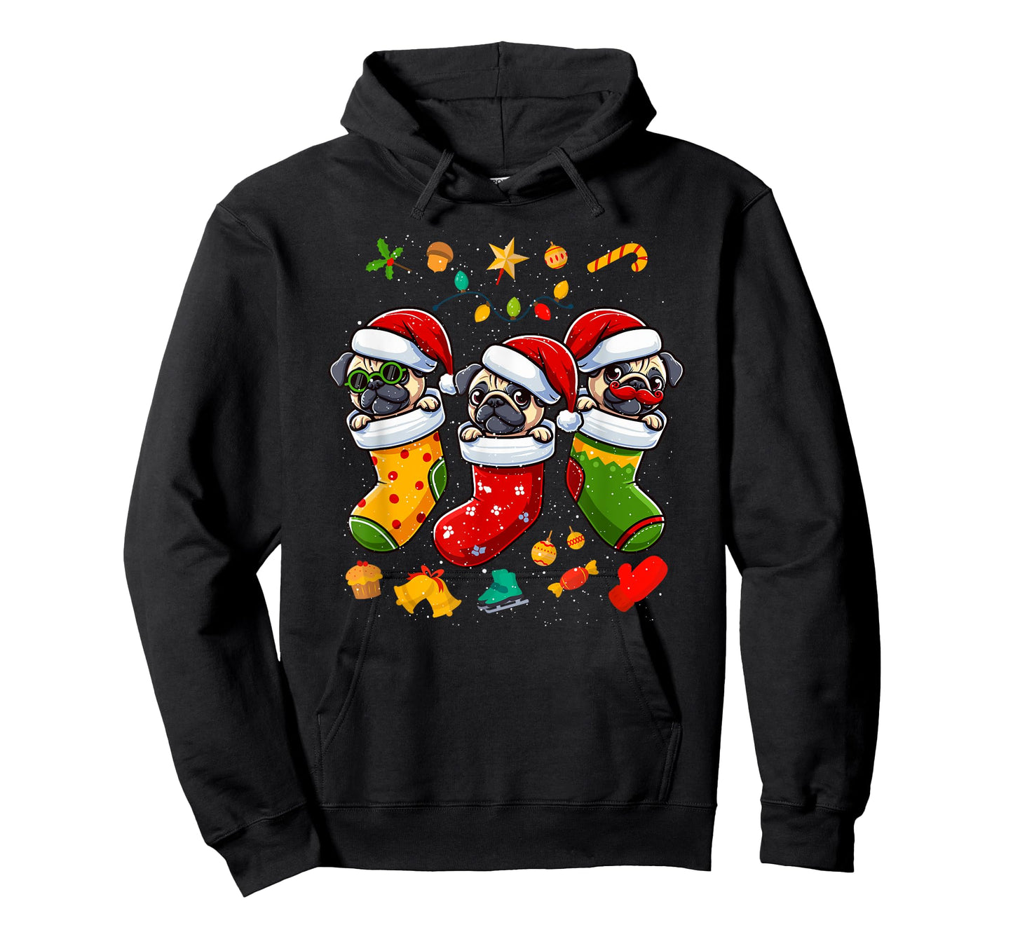 Pug Santa Claus Christmas Stocking Dog X-Mas Dogs T-Shirt