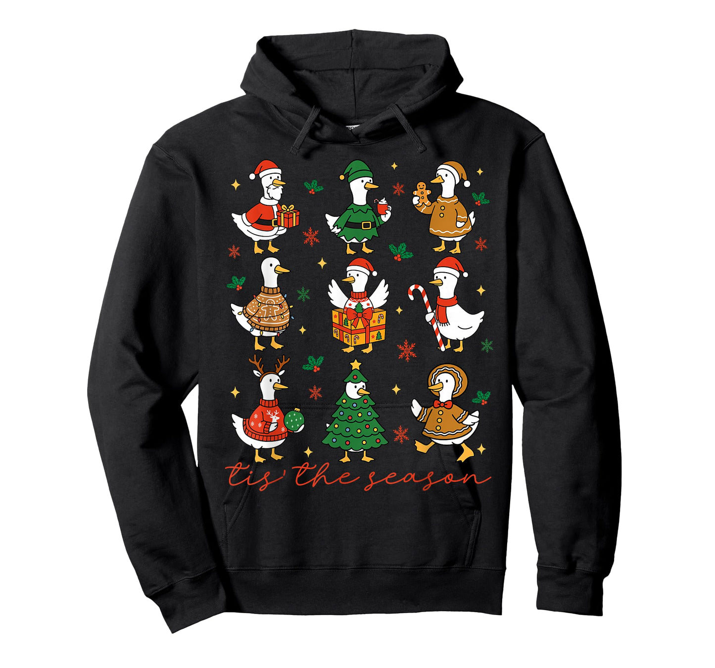 Retro Silly Goose Santa Cute Merry Christmas Tis The Season T-Shirt