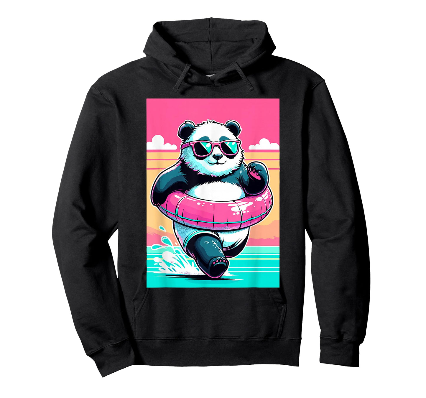 Summer Beach Pool Panda Bear Pink Men Women Kids Funny Panda T-Shirt