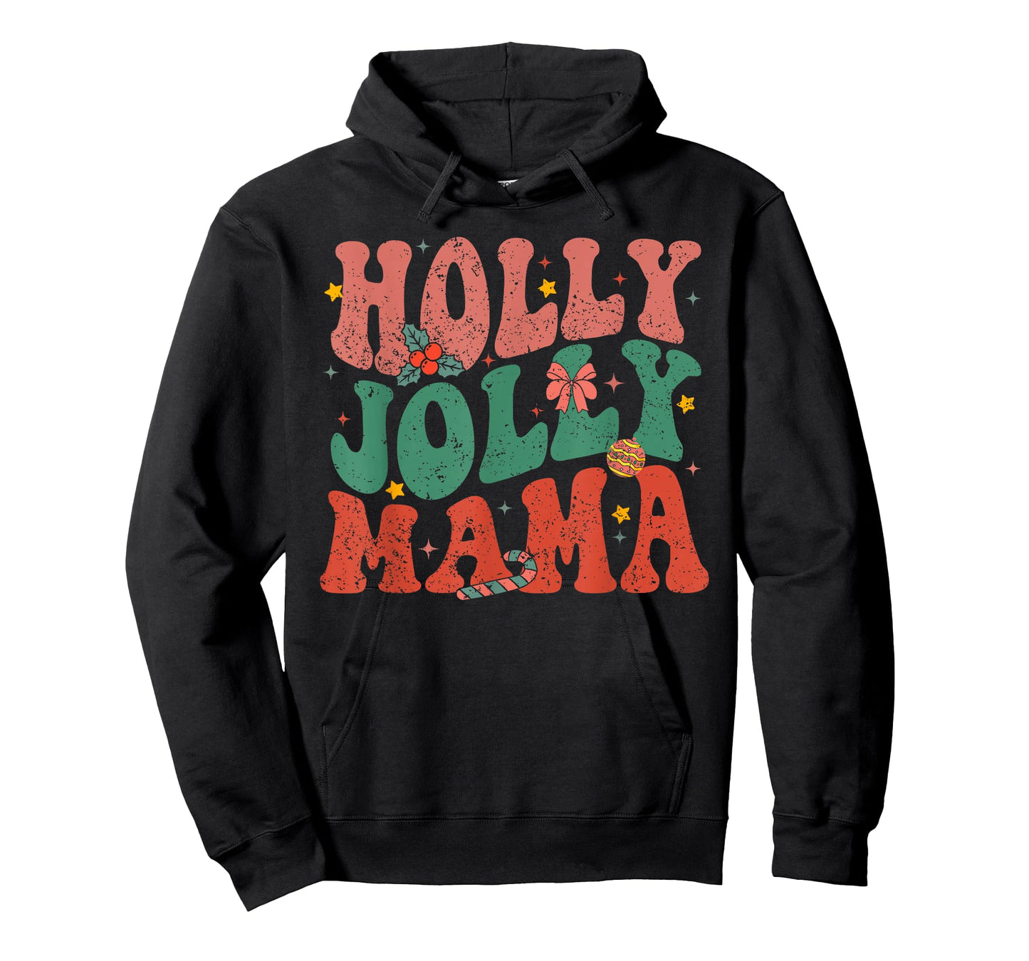 Retro Holly Christmas Jolly Mama, Merry Christmas Holiday T-Shirt