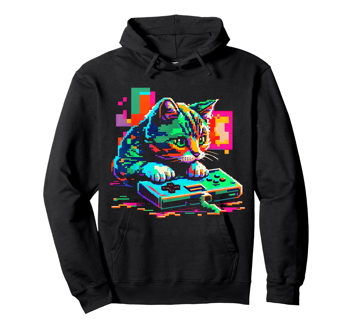 Cat Gaming 8-bit Gaming Cat Pixel Art Gamer Kitten T-Shirt for Men Women Girls Kids