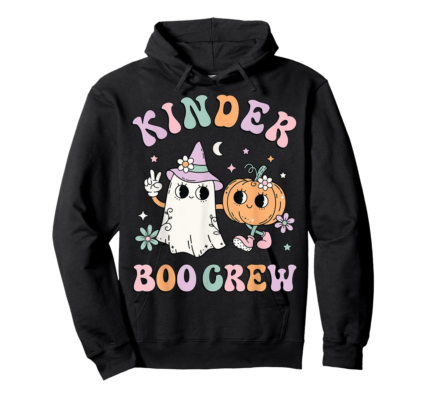 Kinder Boo Crew Halloween Floral Ghost Kindergarten Teacher Men Women Kids T-Shirt