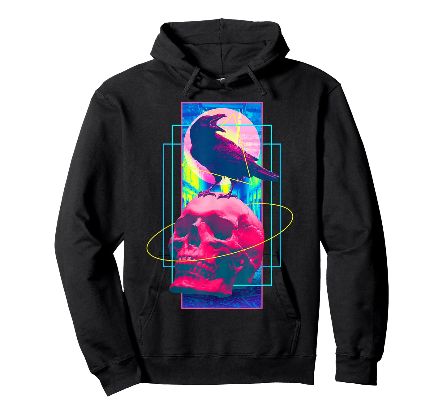 Vaporwave Skull Crow Halloween Retro Aesthetic Art T-Shirt