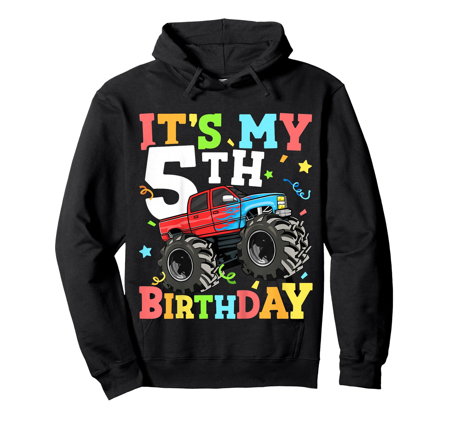Kids Monster Truck It's My 5th Birthday Boy 5 Five Toddler T-Shirt