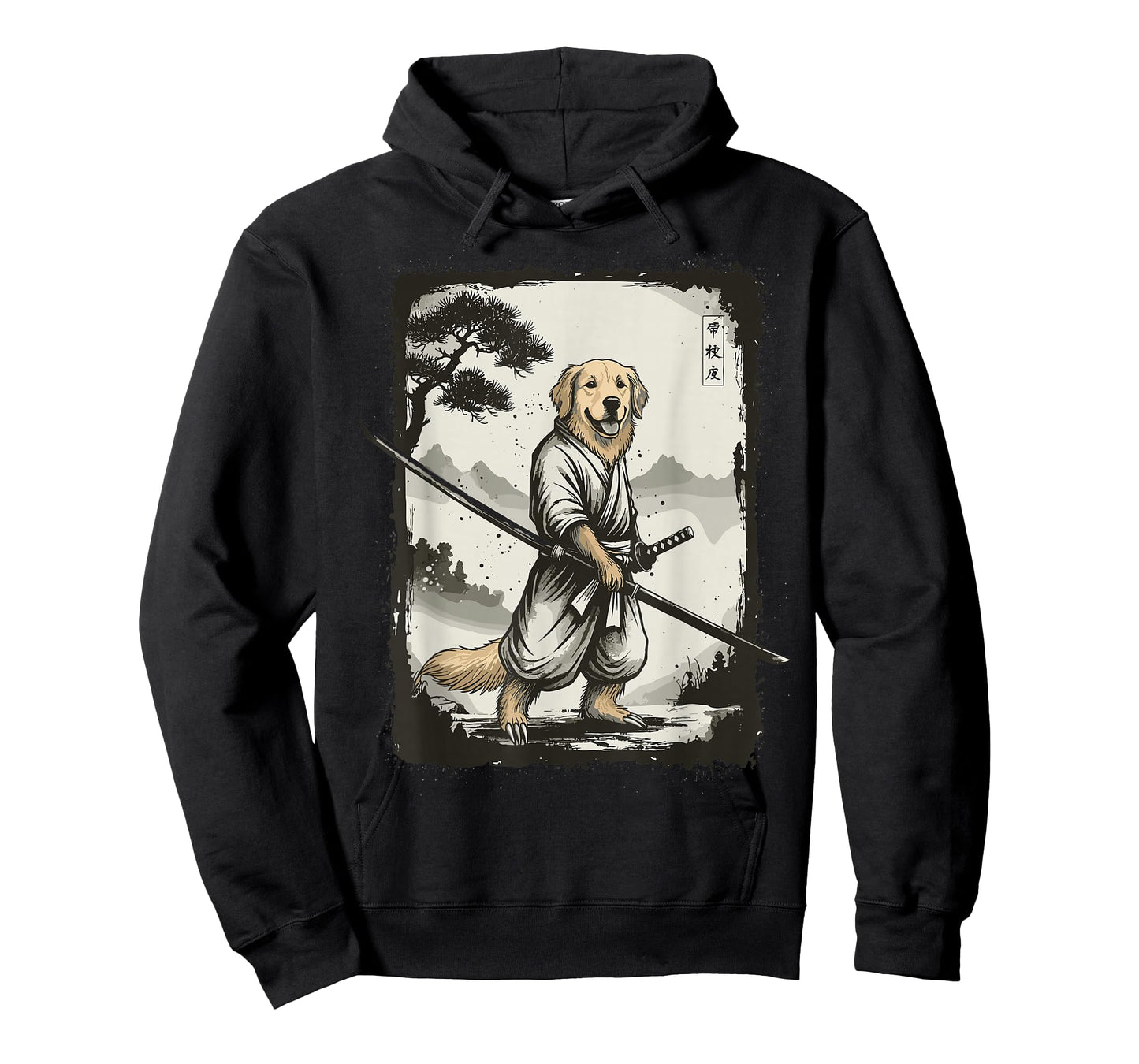 Samurai Dog Japanese Shirts for Men Warrior Vintage T-Shirt