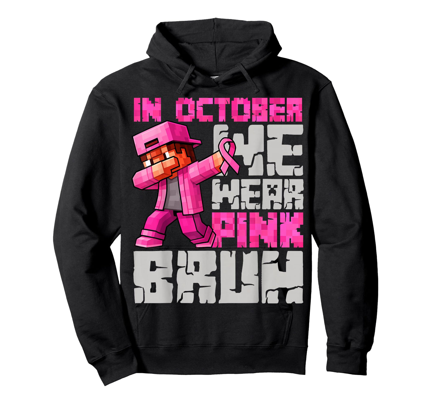 in October We Wear Pink Bruh Breast Cancer Game Pixel Kids T-Shirt