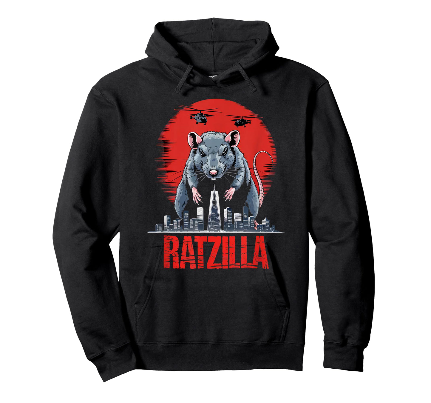 Ratzilla Giant Rat Monster City Attack Helicopters Humorous T-Shirt
