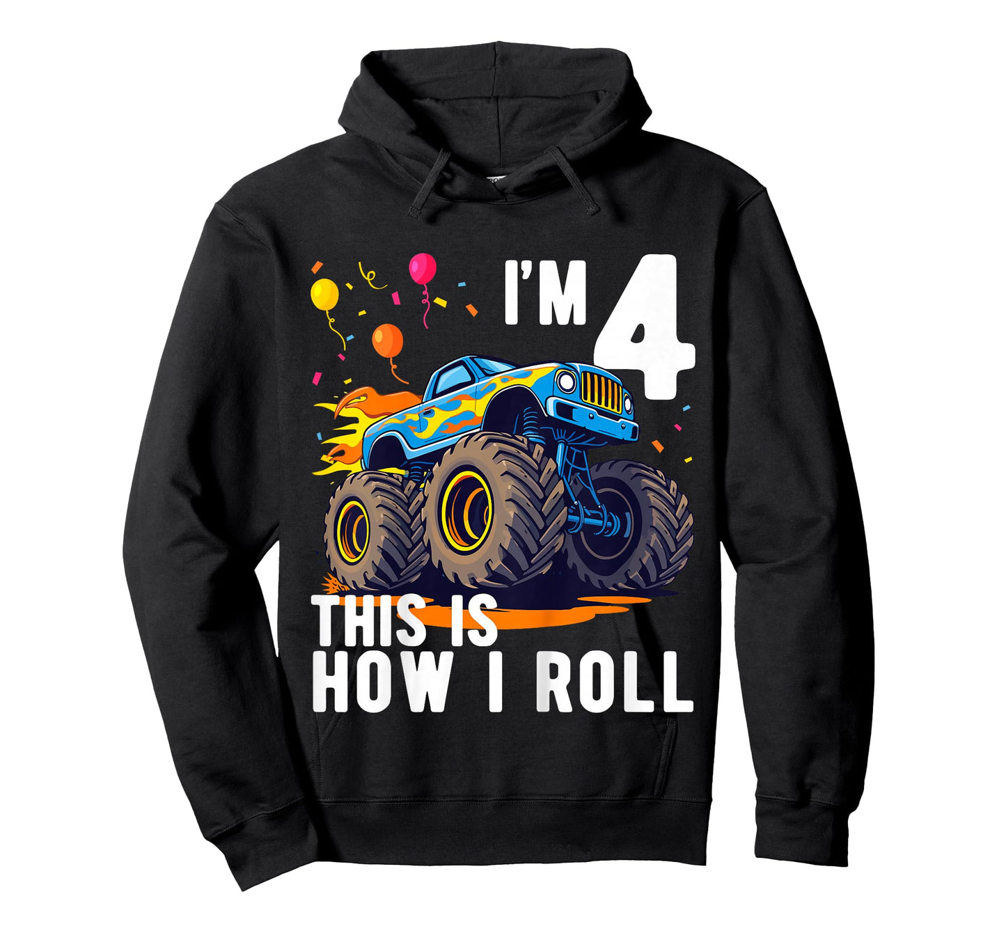 Kids Birthday Monster Truck 4 Year Old Boy 4th Birthday Party T-Shirt