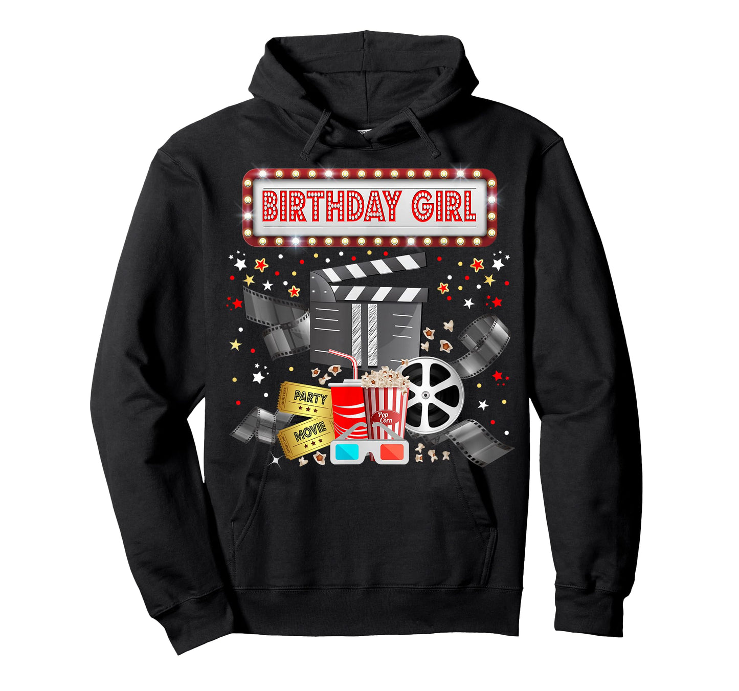 Movie Night Birthday Party Pajama Slumber Popcorn Cinema T-Shirt