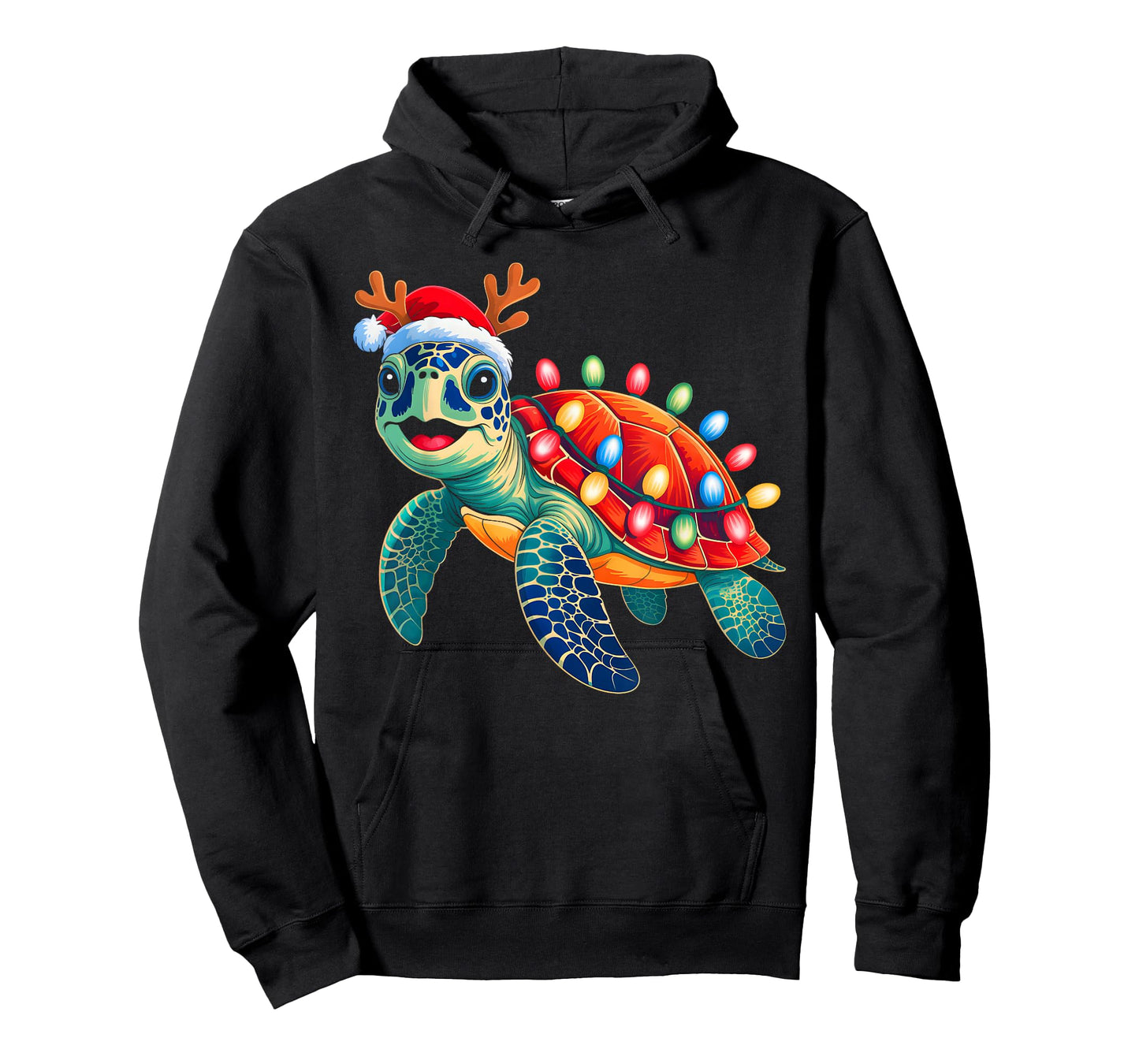Sea Turtle Christmas Lights Santa Hat Xmas Family Men Women T-Shirt
