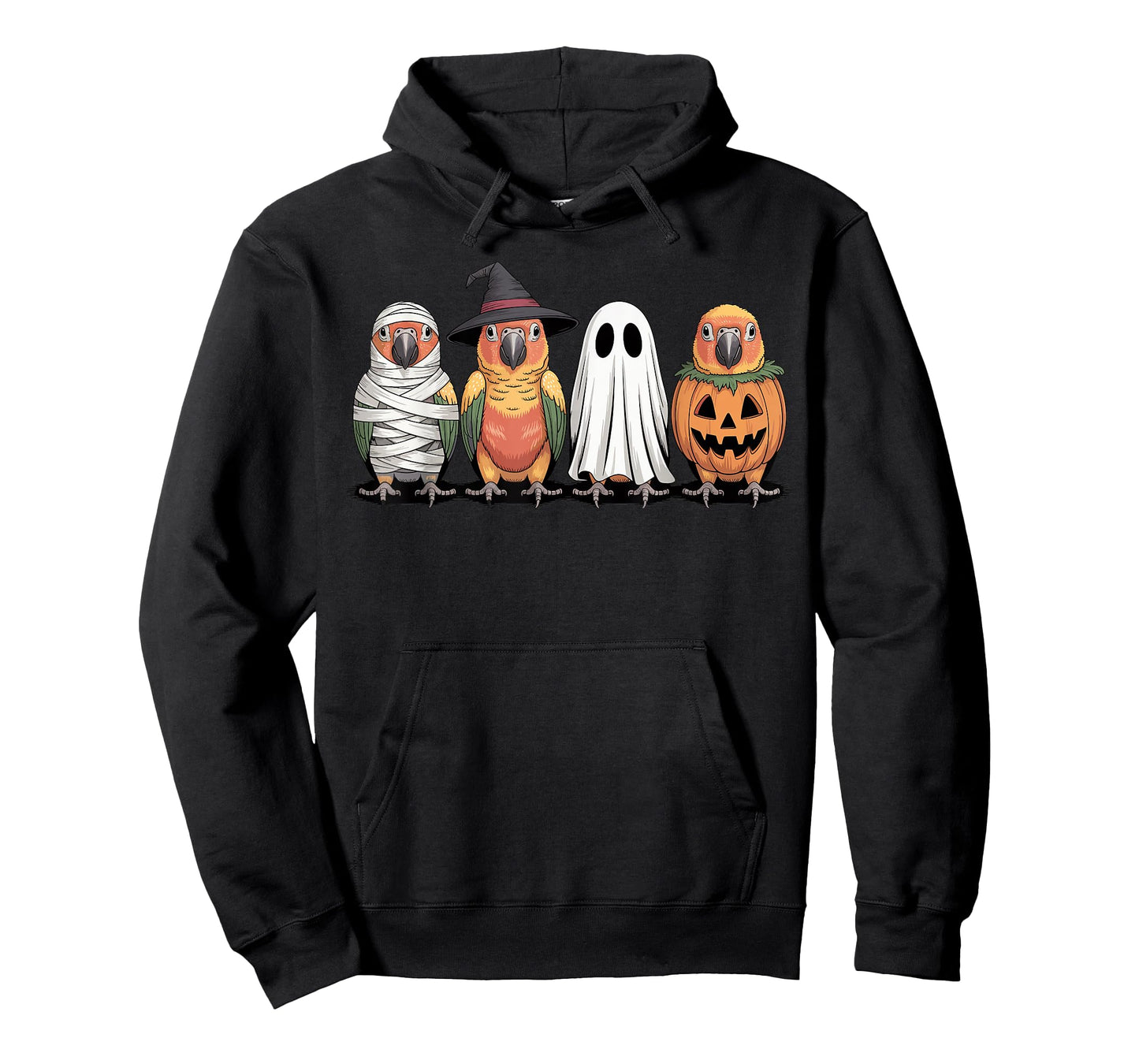 Spooky Ghost Sun Conure Bird Pumpkin Halloween Skeleton T-Shirt