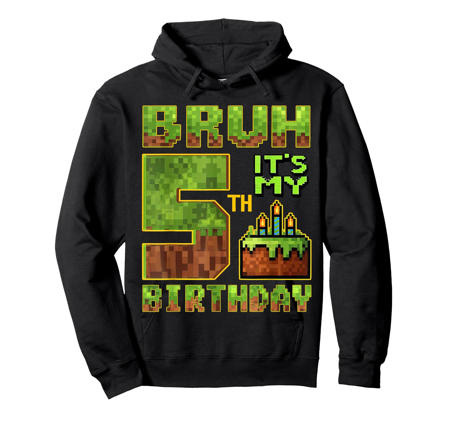 Birthday Boy 5 Year Old Bruh It's My 5th Bday Gamer Pixel T-Shirt