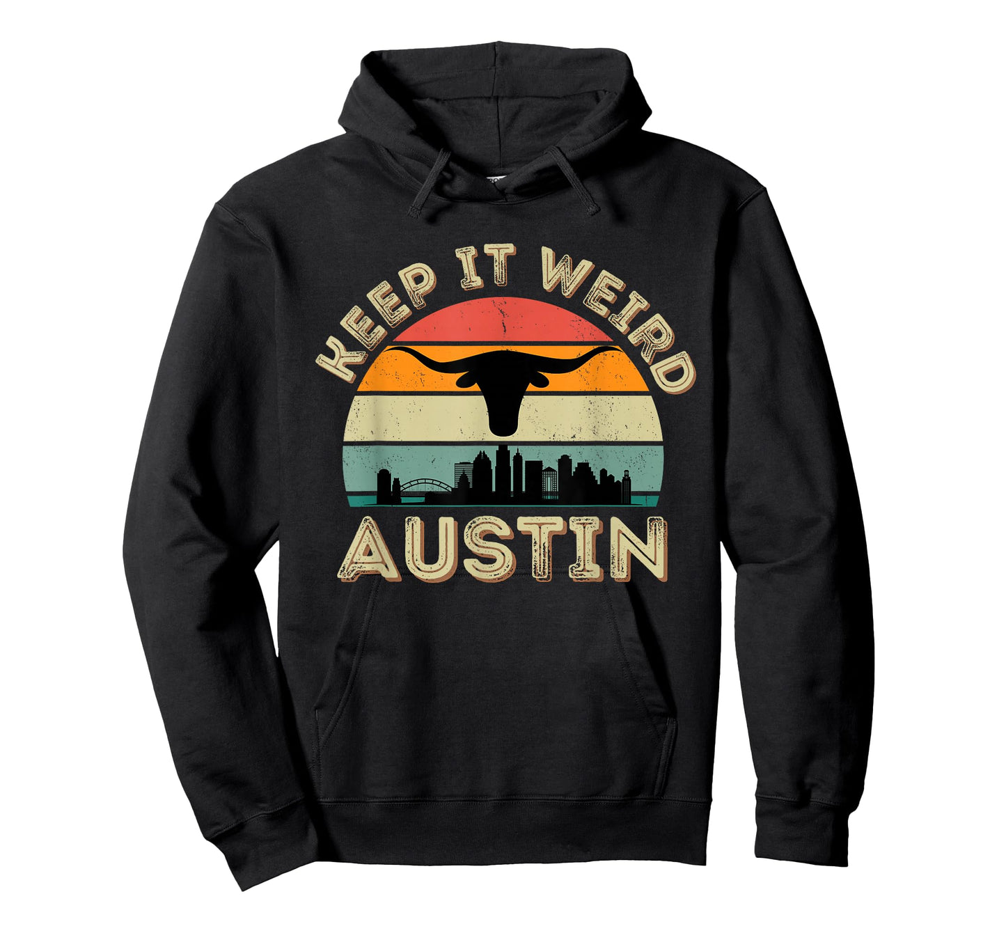 Vintage Austin, Texas Keep It Weird Longhorn Sunset Gift T-Shirt