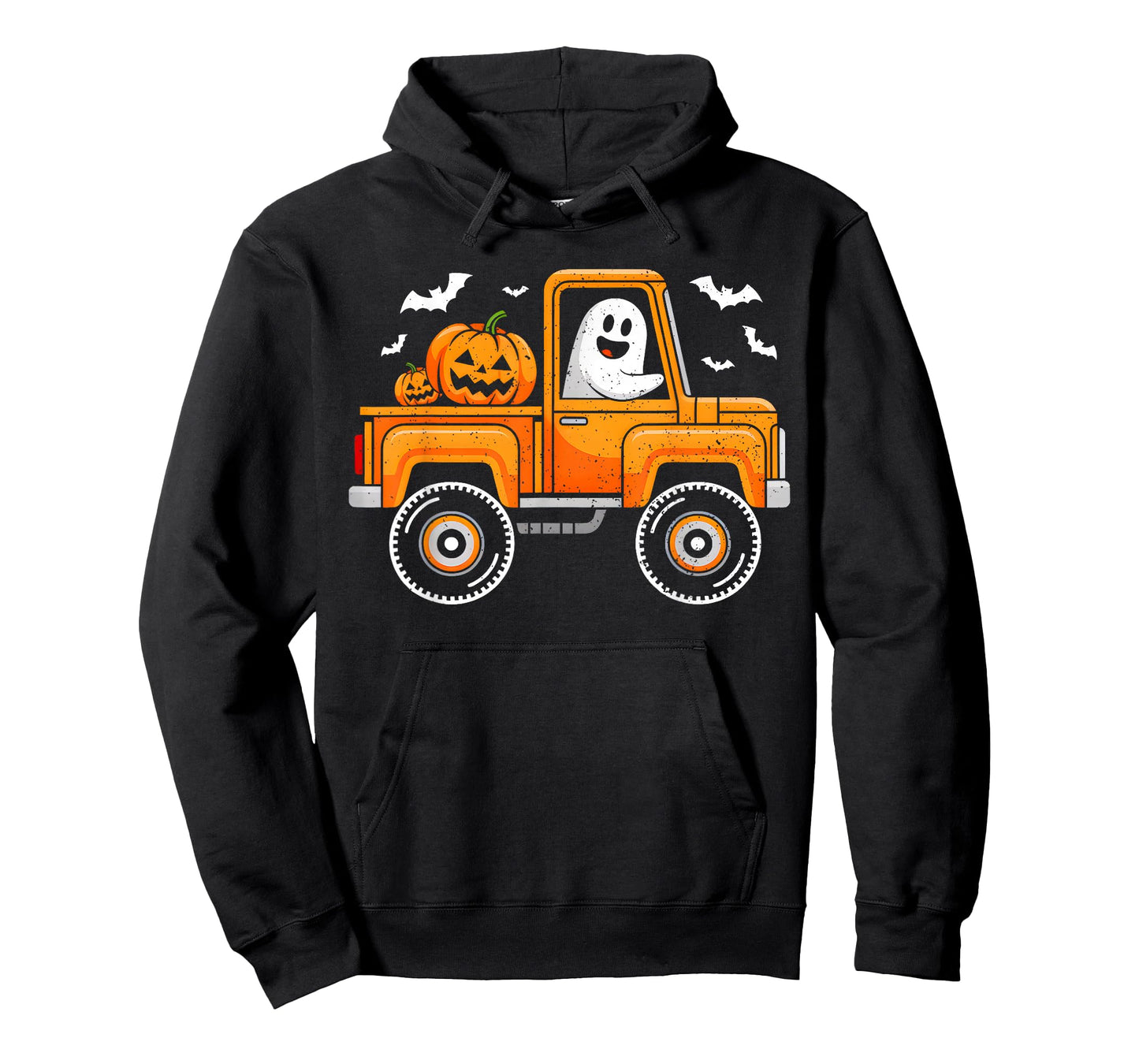 Funny Halloween Ghost Riding Monster Truck Pumpkin Boys Kids T-Shirt