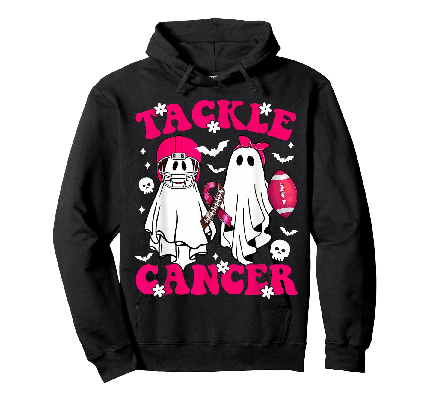 Tackle Breast Cancer Football Funny Ghost Pink Halloween T-Shirt