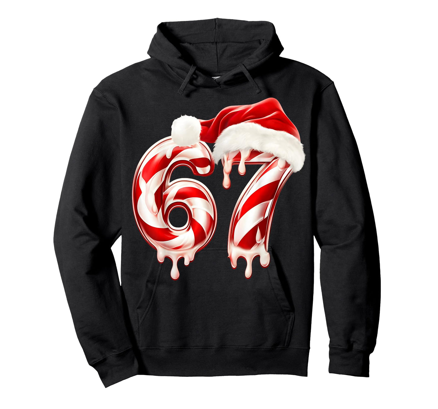 Melting Candy Cane 67 Christmas Design, Santa Hat Holiday T-Shirt