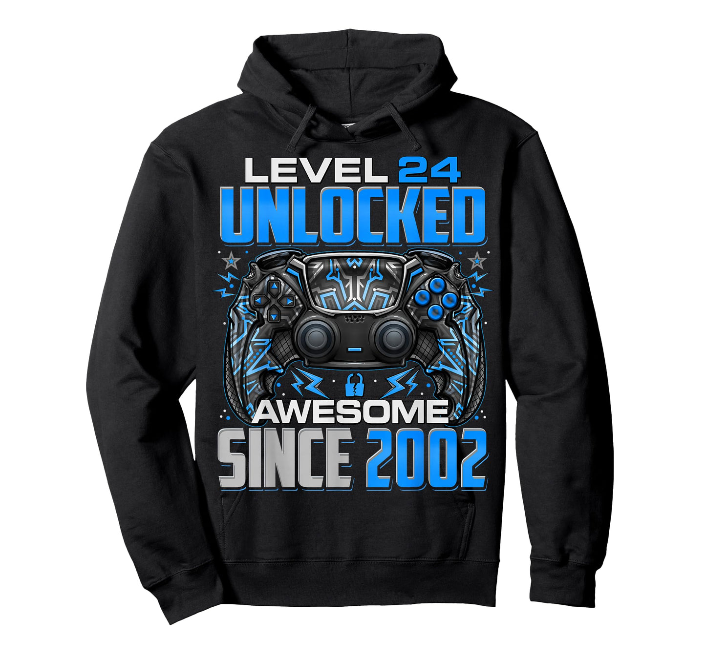 Level 24 Unlocked Awesome Since 2002 24th Birthday Gaming T-Shirt