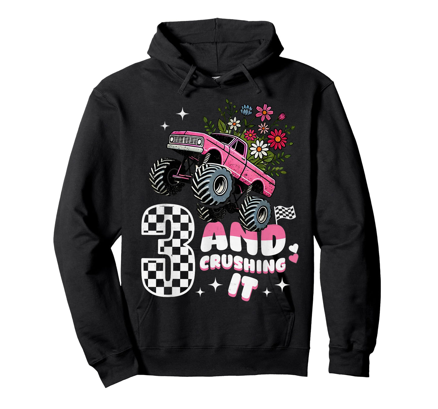 Girls Monster Truck 3rd Birthday Party 3 & Crushing It Kids T-Shirt