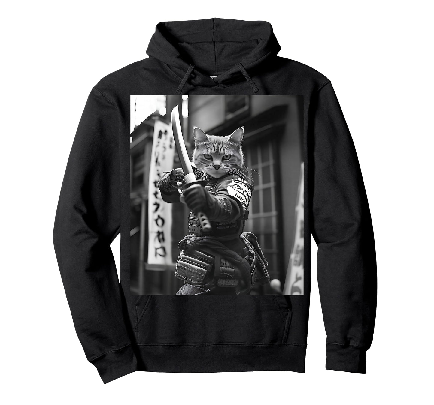 Funny Japanese Samurai Cat Meme Martial Arts Dad Graphic Tee T-Shirt