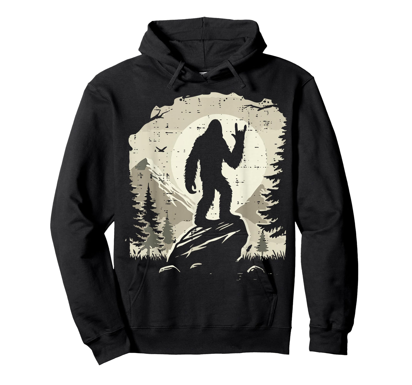Sasquatch Rock Hand Moon Bigfoot Rocker Punk Men Boys Kids T-Shirt