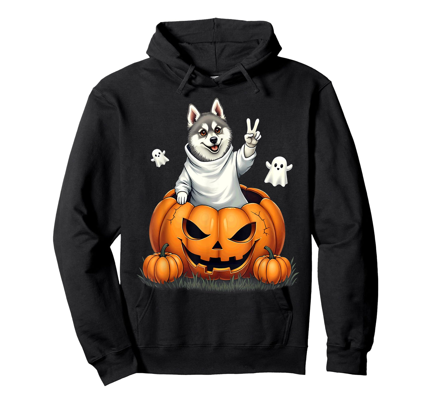 Pumpkin Boo Ghost Alaskan Klee Kai Dog Halloween Costume T-Shirt