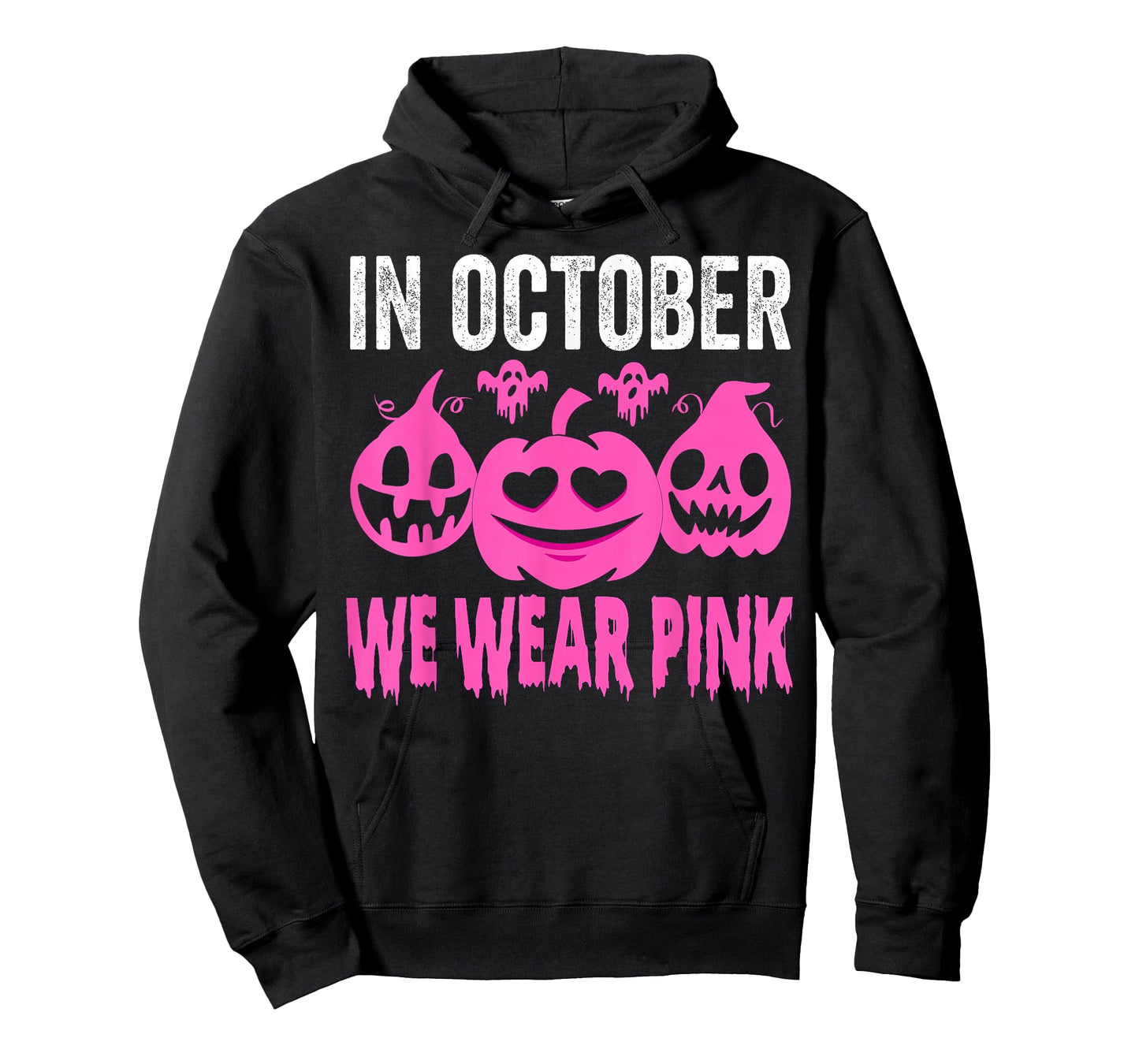 In October We Wear Pink Breast Cancer Pumpkin Halloween T-Shirt