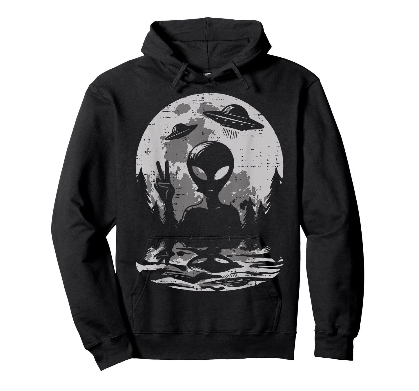 Alien Peace Ufo Moon Space Flying Saucer Men Women Kids Teen T-Shirt