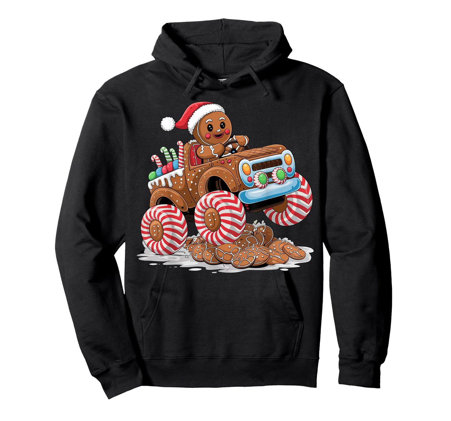 Monster Truck Gingerbread Man Funny Christmas Baking T-Shirt