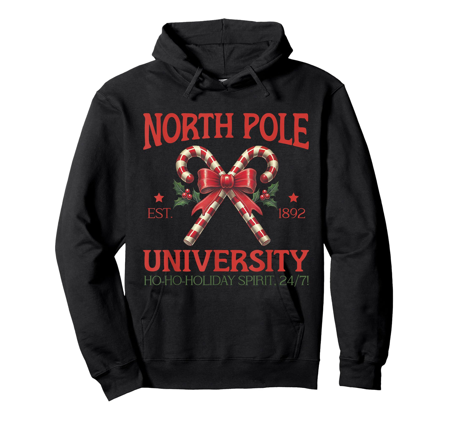 North Pole University Retro Christmas Candy Cane Holiday T-Shirt