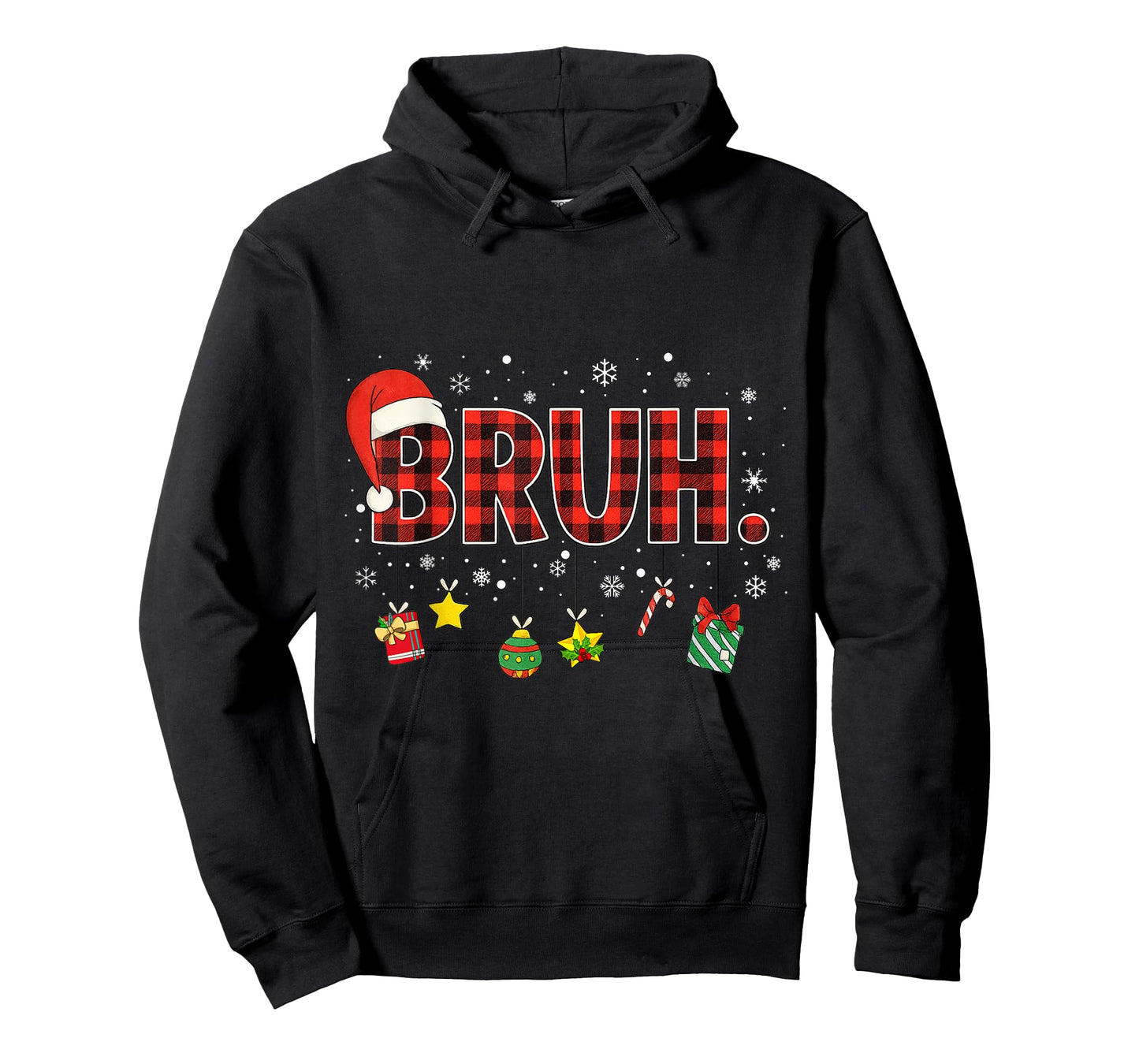 Bruh Funny Christmas Red Plaid Teens Boys Kids Xmas Pajamas T-Shirt