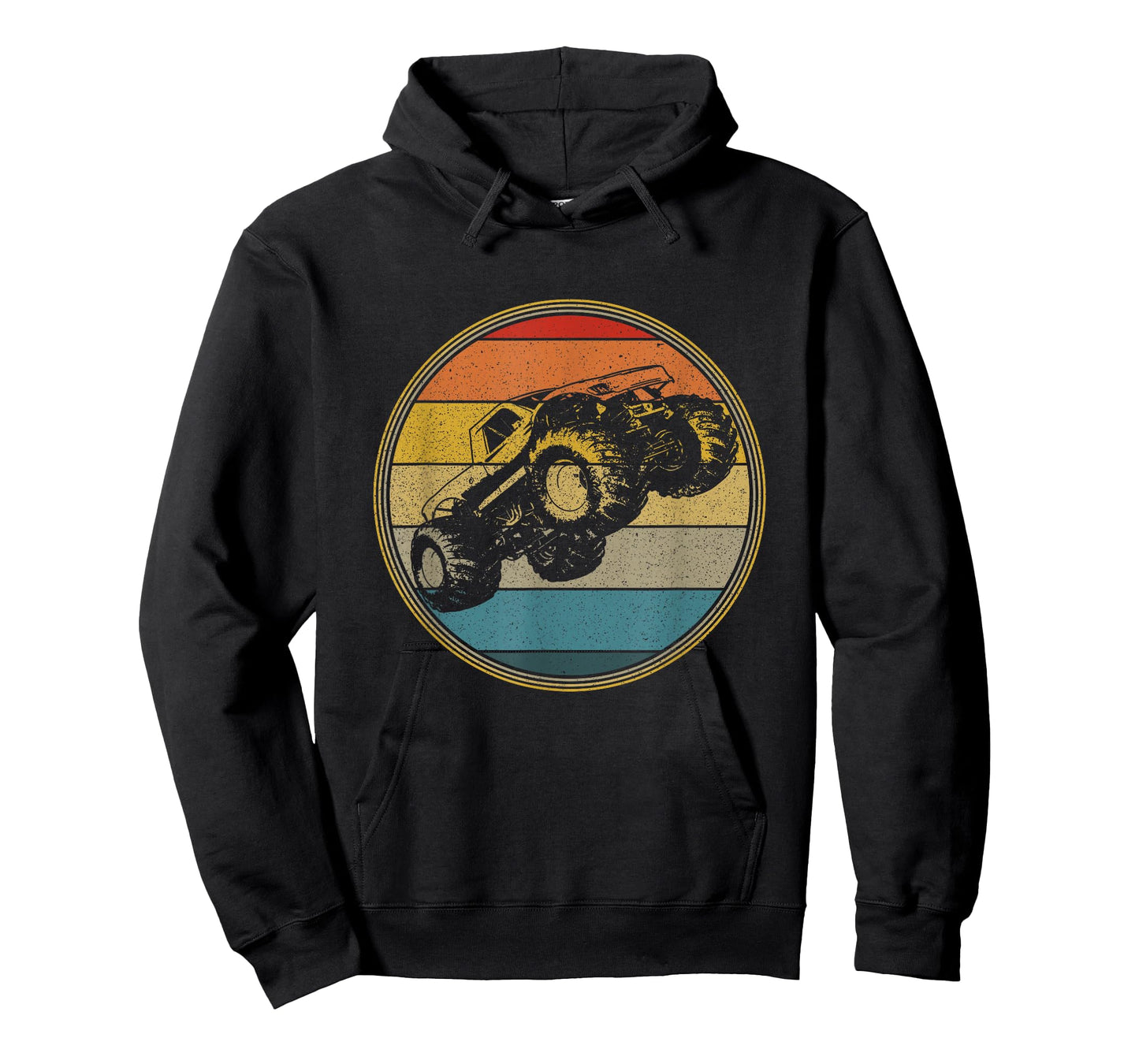 Monster Truck Vintage Retro Style Sun Design T-Shirt