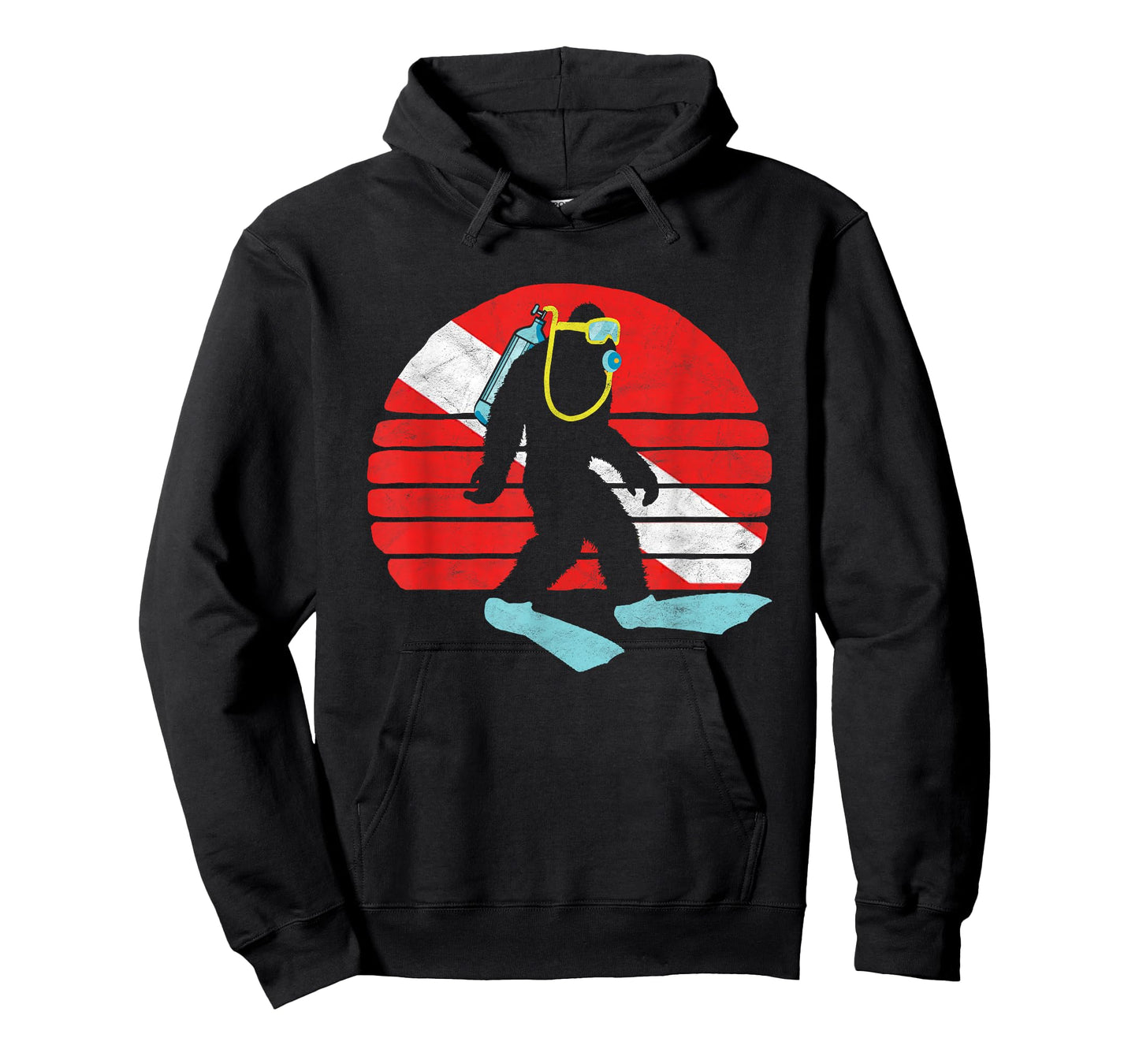Vintage Funny Bigfoot SCUBA Diving Retro Dive Flag T-Shirt