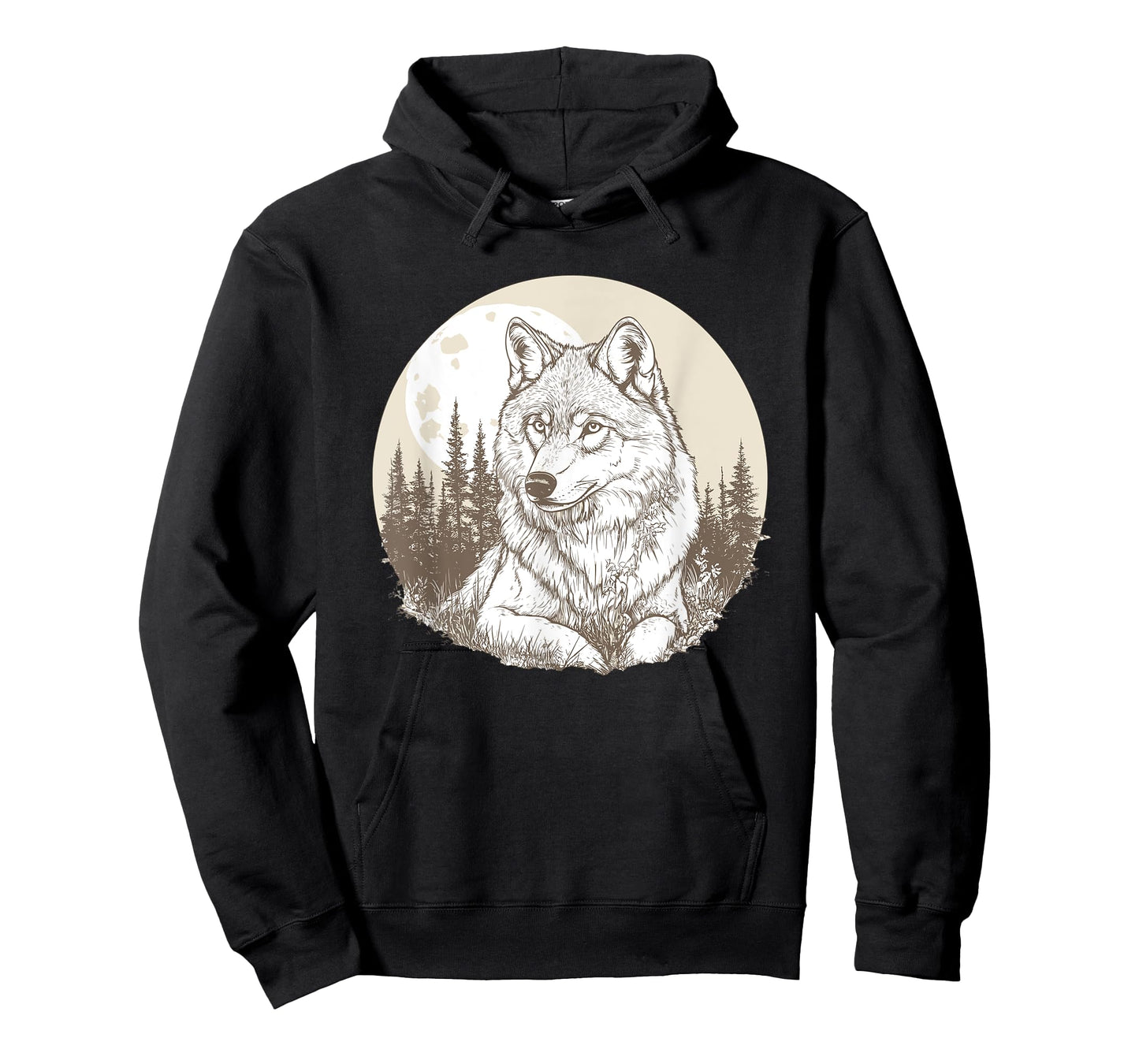 Wolf Under Full Moon In Forest T-Shirt